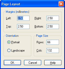 SDI LPD Page Layout Dialog Box