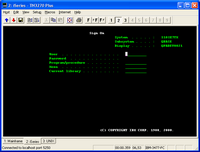 Sample TN5250 terminal emulation screen