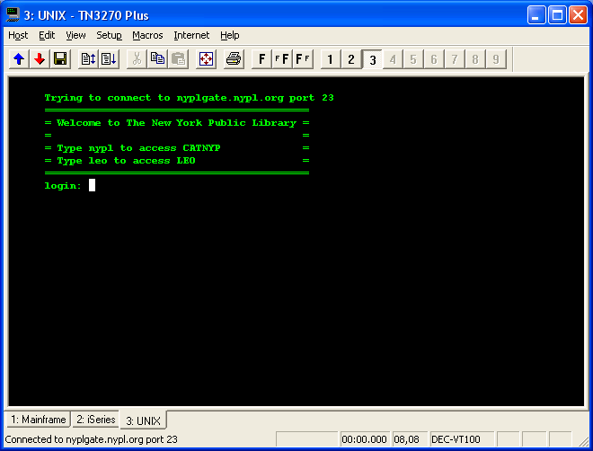 Sample VT100 screen